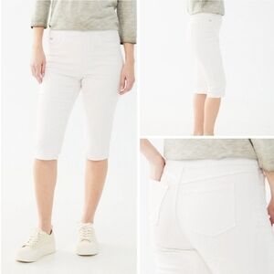 FRENCH DRESSING FDJ White Pedal Pushers Jeans Pull-on Size 14 NWT MSRP $122